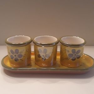 Lusterware 3 Tea Light Candle Holders With Tray.